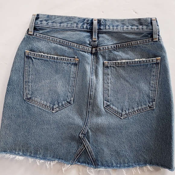 NEW Agolde Quinn Distressed Blue Denim Jean Skirt Size 27 - Picture 2 of 2
